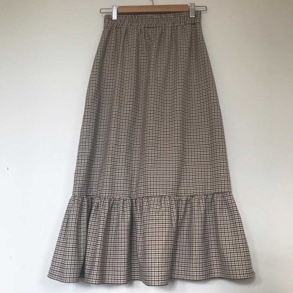 Zara Woman Sml High Waisted Button Side Fishtail Asymmetrical Skirt Plaid - Picture 5 of 11
